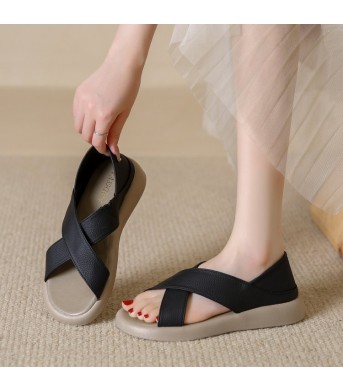 Beach Flat Sandals Outdoor Open-toe Cutout Peep-toe Sandals For Women