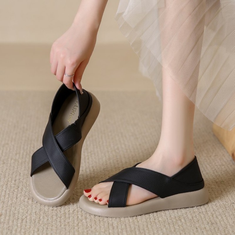Beach Flat Sandals Outdoor Open-toe Cutout Peep-toe Sandals For Women