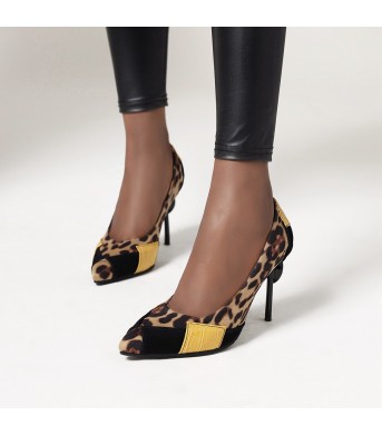 Sexy leopard print spliced stiletto heels