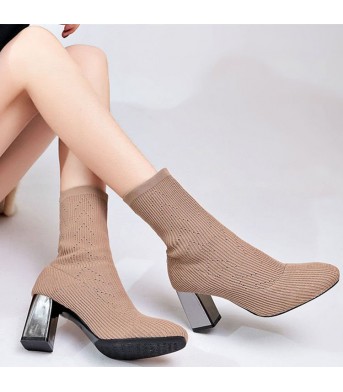 Elastic boots women high heels
