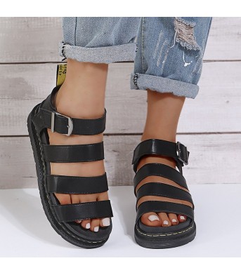 Buckle Sandals Flat PlatformThick Bottom Shoes Women Summer