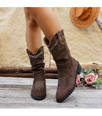 Vintage Embroidery Western Cowboy Boot Women