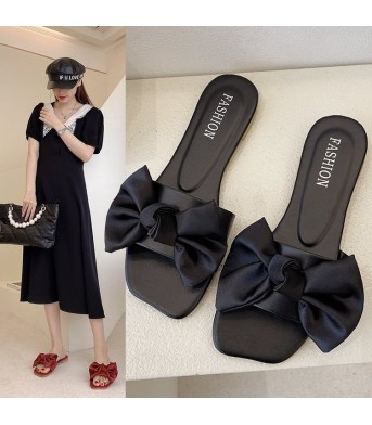 Fashion Personality Flat Bowknot Slippers For Women
