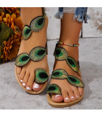 Peacock Eye Hair Beach Slippers Women